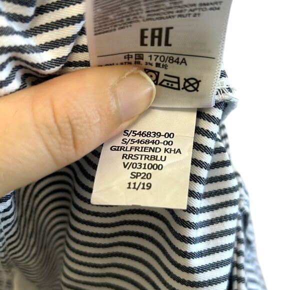 GAP Girlfriend Khaki Pants NWT Women's Sz 14 Railroad Stripe Blue Casual Coastal - Picture 8 of 8